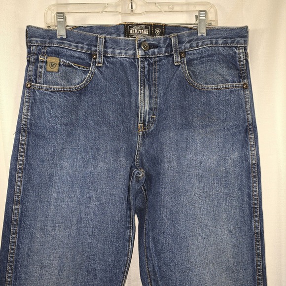 Ariat Jeans Men 33x36 Classic Cut Heritage Relaxed Straight Cowboy Denim Work - Picture 1 of 16